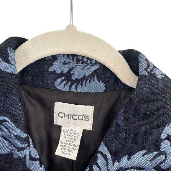 Chicos Blue Floral Embroidered Blazer Jacket Office Boho Preppy Womens 3 US XL - Picture 3 of 5